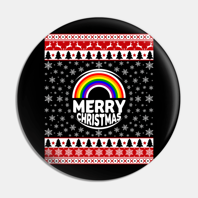 LGBT Gay Rainbow Merry Christmas Pin by Sleazoid