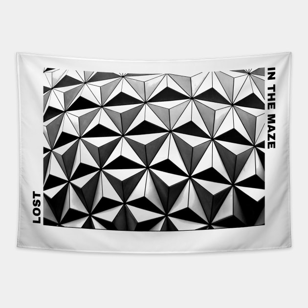 Black and White Pattern Maze Design Tapestry by Moshi Moshi Designs