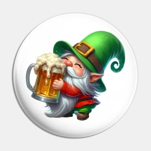 St Patricks Day Gnome Drinking Beer Pin