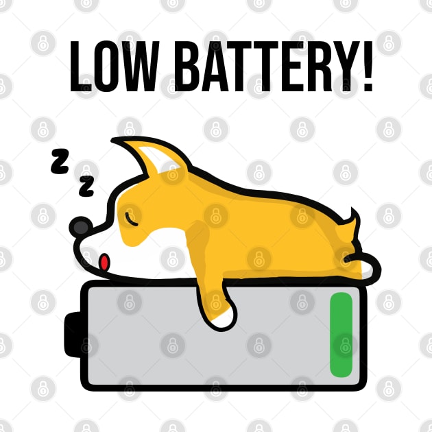 Pembroke Welsh Corgi Sleeping Low Battery by alltheprints