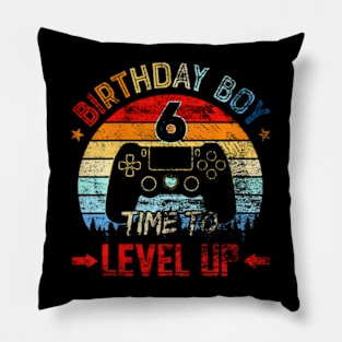 Kids Birthday Boy 6 Time To Level Up 6Th Birthday Boy Gamer Pillow