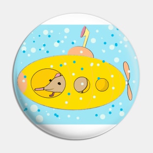 Cute shrew (mouse) in a yellow submarine. Pin