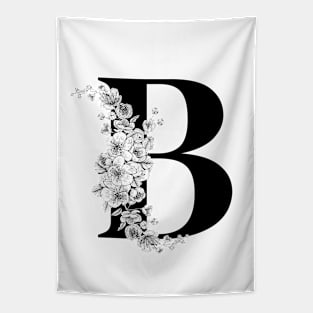 B alphabet Botanical cherry blossom sakura flowers Tapestry