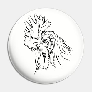 rooster handrawn head Pin