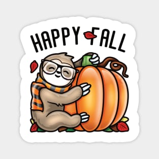 Happy Fall Cute Sloth love Autumn Pumpkin Leaf Magnet