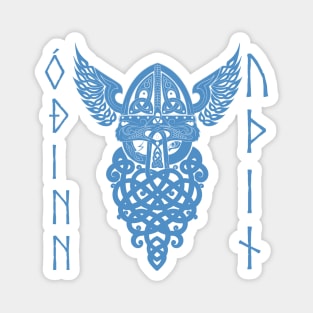 Odin Norse God Runes Pagan Viking Mythology Allfather Blue Magnet