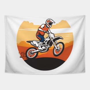 Minimalistic Man on Motorcross Tapestry