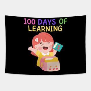 100 DAYS OF LEARNING Cute Kawaii School Girl Happy Student Tapestry