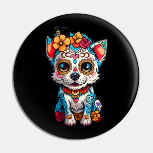 Dog Sugar Skull Halloween Pin