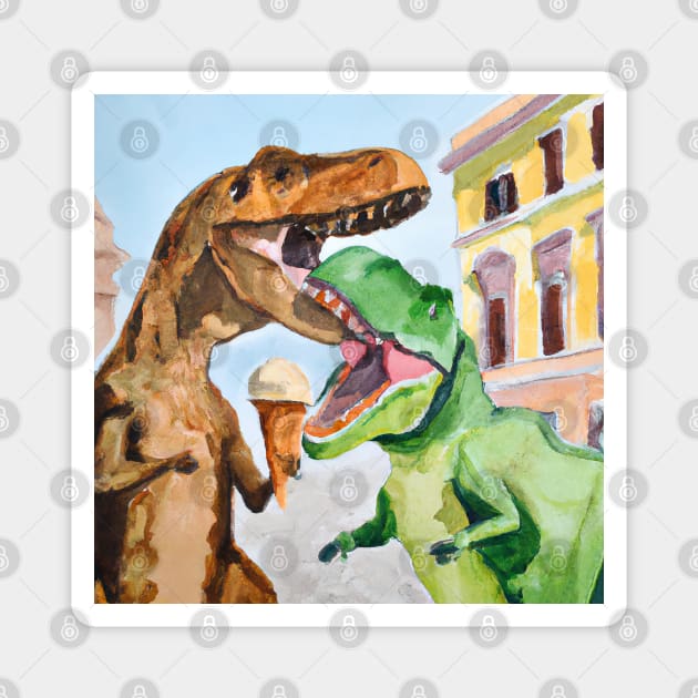 T-Rex Couple in Rome - Dinosaur - Magnet | TeePublic