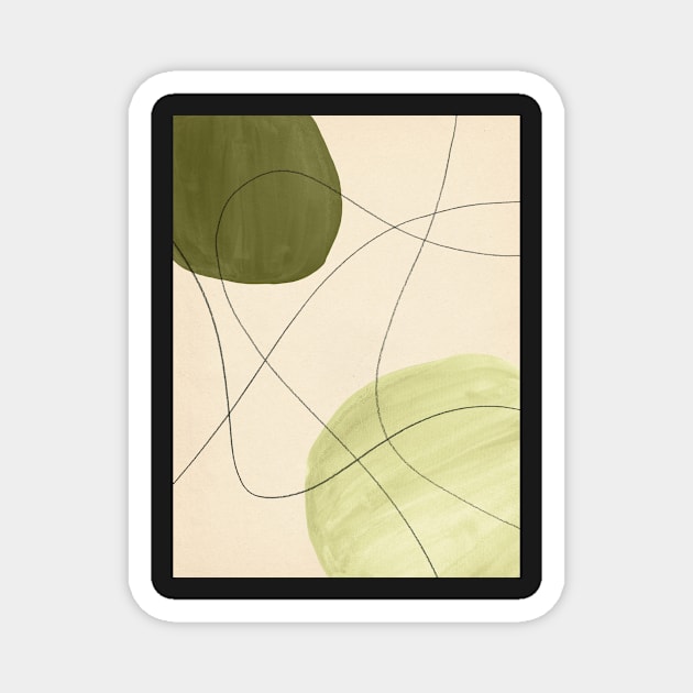 Abstract green and beige shapes Magnet by WhalesWay