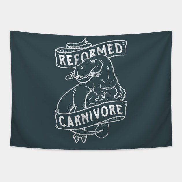 Reformed Carnivore | Vegan Tattoo Style Tapestry by LeavesNotLives