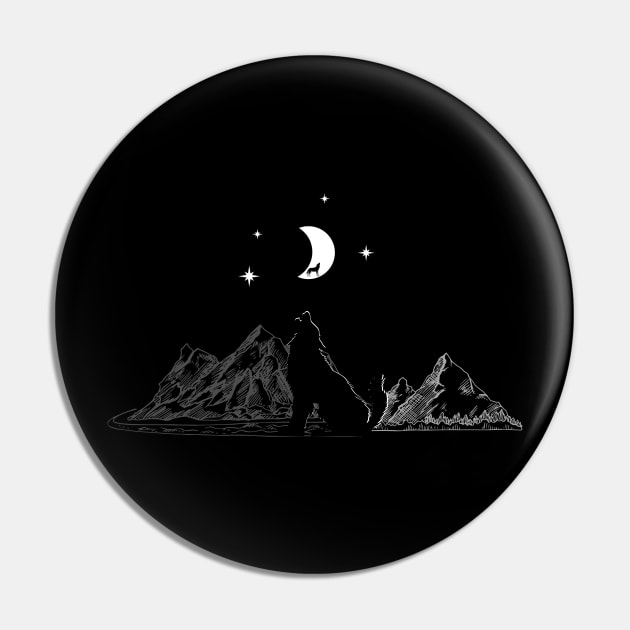 Howling at the moon Pin by Wolf Clothing Co