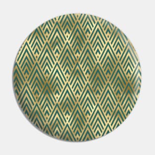 Teal and Gold Vintage Art Deco Chevron Pattern Pin