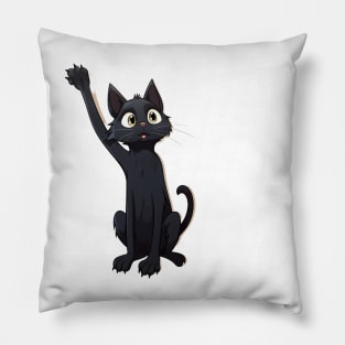 Black Cat hailing a taxi? Pillow