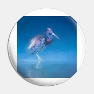 Tricolored heron in morning mist Pin