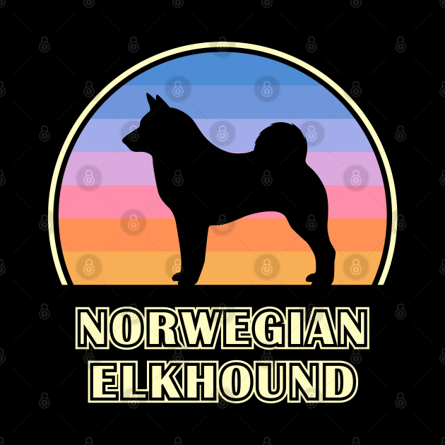 Norwegian Elkhound Vintage Sunset Dog by millersye