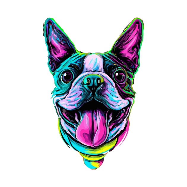 Cute Boston Terrier Dog Cone Artwork by Furrban