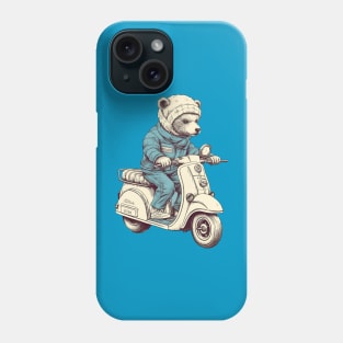 A cute teddy bear riding scooter bike Phone Case