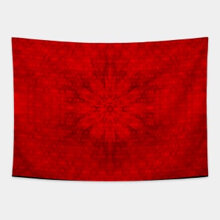 Vibrant red fractal patterns zooming past Tapestry