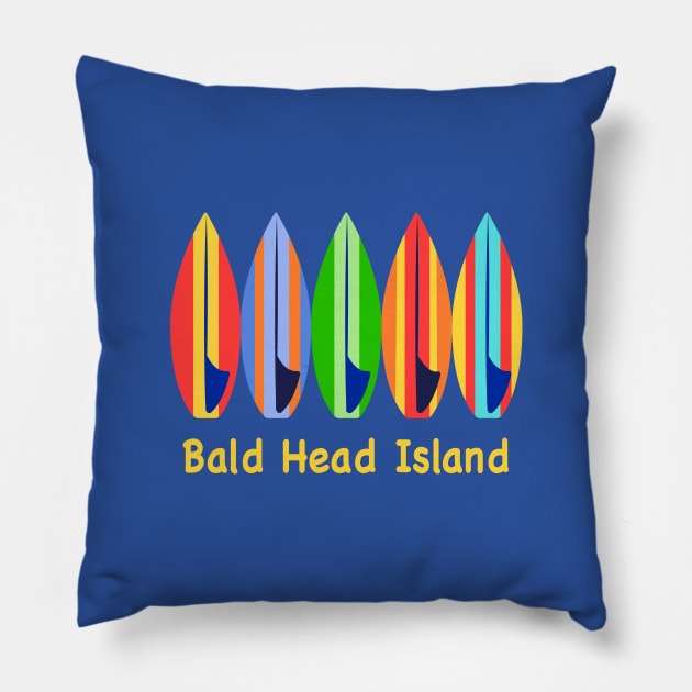 Bald Head Island Surfboards Pillow by Trent Tides