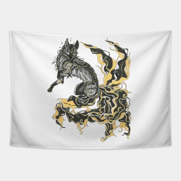 Flaming Kitsune Tapestry by Créa'RiBo