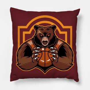 Bear Playing Basketball Pillow