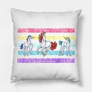 Rainbow Unicorn Trio — Dancing Uniquorns Illustration series Pillow