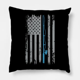 American Flag Fishing Fisherman Pillow