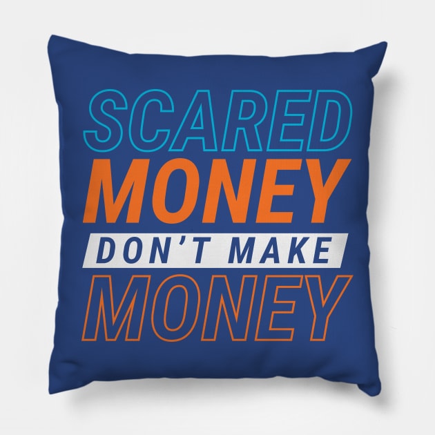 Scared Money Don't Make Money // Florida Blue & Orange Pillow by SLAG_Creative