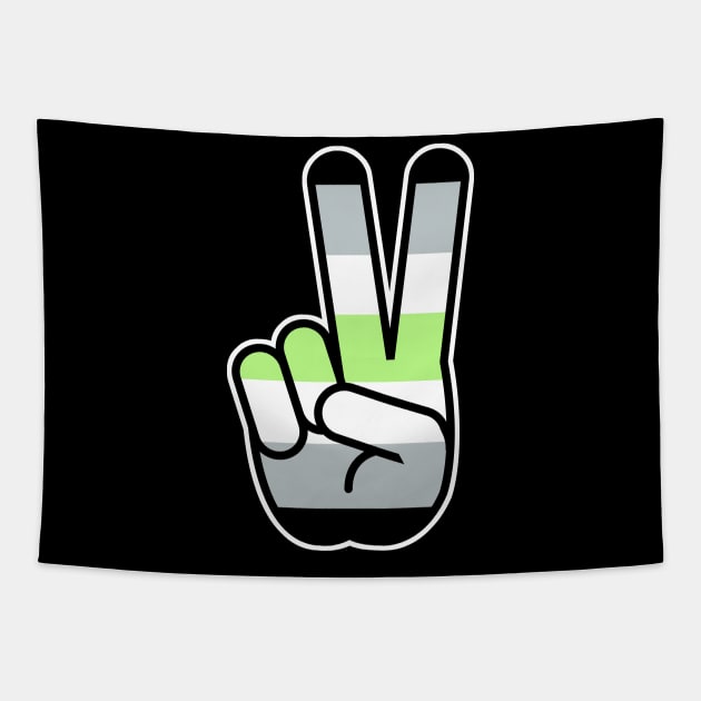 Agender Peace Hand Sign Tapestry by Calculated