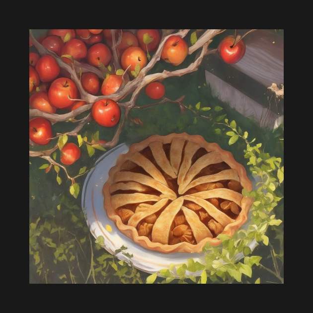 Apple Pie Vintage Picture Sweet Kawaii Slice Art by Flowering Away