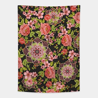 Flowers with mandala motifs Tapestry