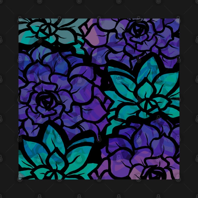 Purple and Teal Petal Punch - Digitally Illustrated Abstract Flower Pattern for Home Decor, Clothing Fabric, Curtains, Bedding, Pillows, Upholstery, Phone Cases and Stationary by cherdoodles