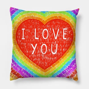 I Love You Rainbow Heart Pillow