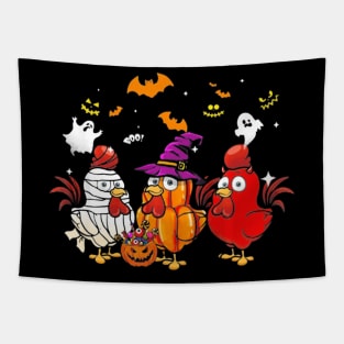 Funny Three Chicken Halloween Shirt gifts Tapestry