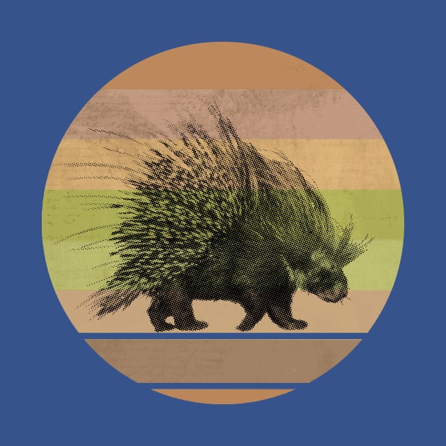 Porcupine Picture on Retro-style Sunset in Africa Colors by scotch