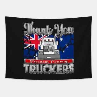 THANK YOU, TRUCKERS - AUSTRALIA FLAG WITH HEARTS - FREEDOM CONVOY CANBERRA - SILVER GRAY LETTER DESIGN Tapestry