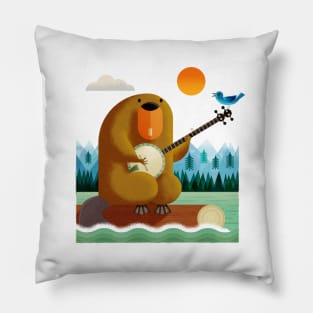 Beaver and Bluebird Pillow