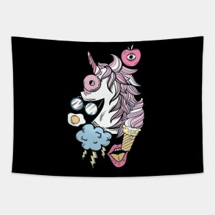 Retro Cute Unicorn Doodle Art Style Tapestry