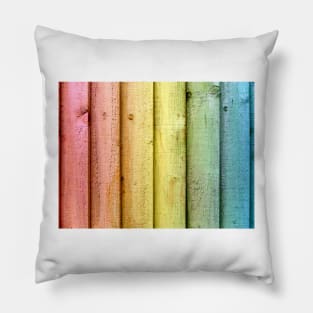 Rainbow Coloured Wooden Panels Pillow