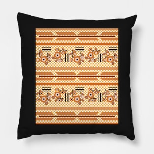 Geometric floral in brown Pillow