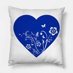 Blue heart flowers butterflies Pillow