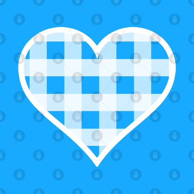 Bright Blue and White Buffalo Plaid Heart by bumblefuzzies