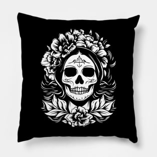 santa muerte tattoo design Pillow