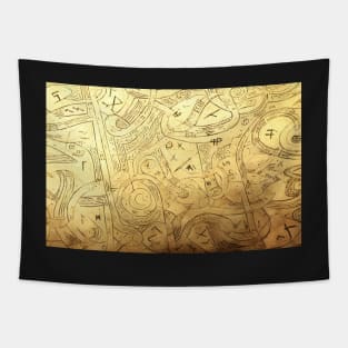 Alien Arcane Aesthic AiArt Gold Tapestry