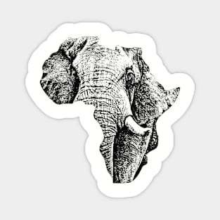 African Elephant in Shape of Africa Magnet