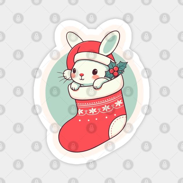 Christmas Stocking Bunny Magnet by Elysian wear