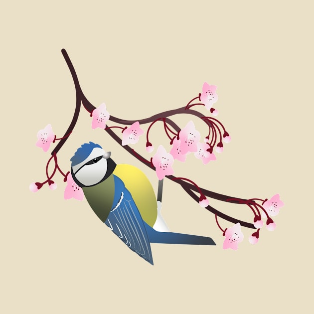 Blue tit and cherry blossom by Zolinstudio