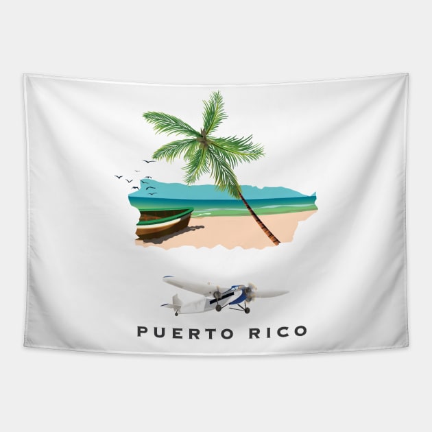 puerto rico travel poster Tapestry by nickemporium1